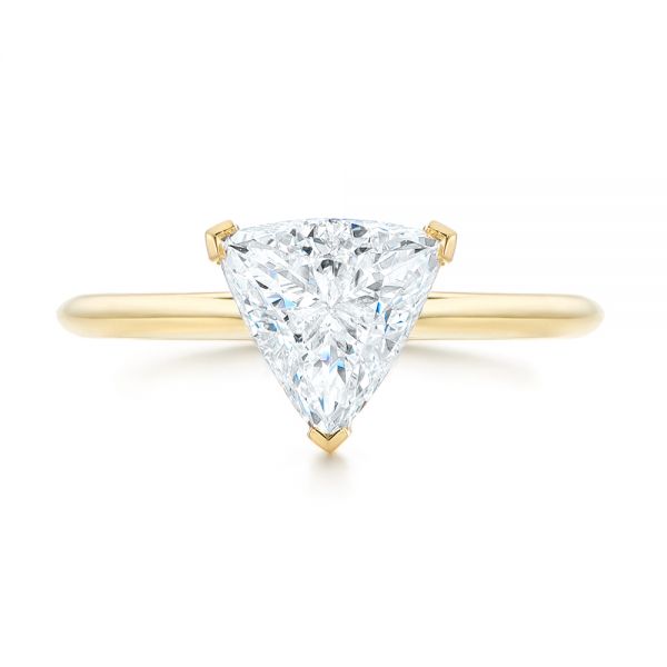 18k Yellow Gold Custom Trillion Diamond Solitaire Engagement Ring - Top View -  104875