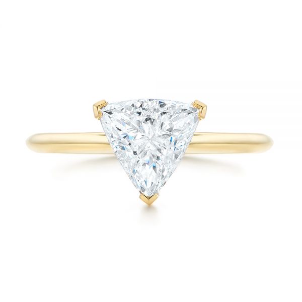 14k Yellow Gold 14k Yellow Gold Custom Trillion Diamond Solitaire Engagement Ring - Top View -  104875