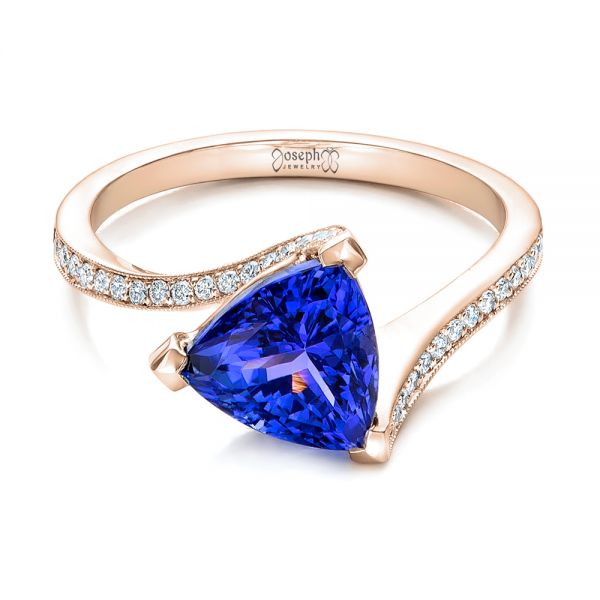 14k Rose Gold 14k Rose Gold Custom Trillion Tanzanite Engagement Ring - Flat View -  102109