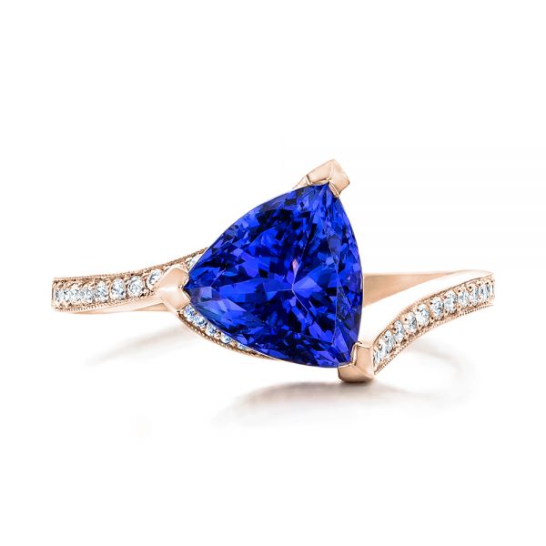 14k Rose Gold 14k Rose Gold Custom Trillion Tanzanite Engagement Ring - Top View -  102109