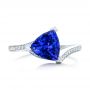 18k White Gold Custom Trillion Tanzanite Engagement Ring - Top View -  102109 - Thumbnail