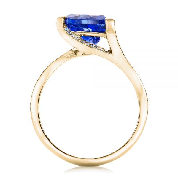 14k Yellow Gold 14k Yellow Gold Custom Trillion Tanzanite Engagement Ring - Front View - 102109