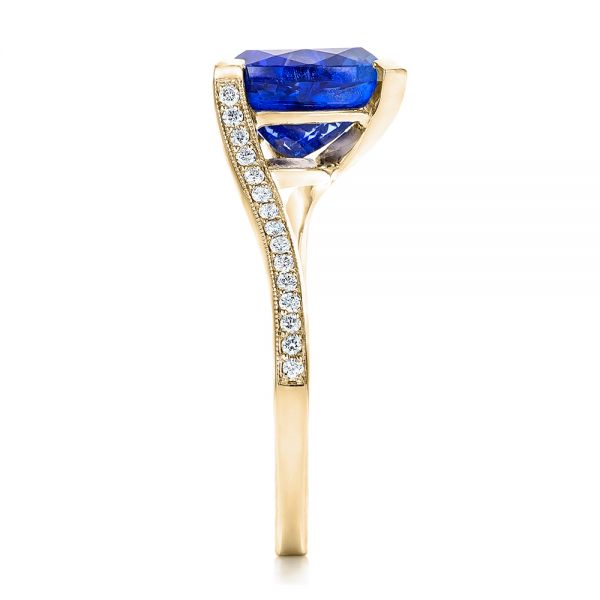 14k Yellow Gold 14k Yellow Gold Custom Trillion Tanzanite Engagement Ring - Side View - 102109