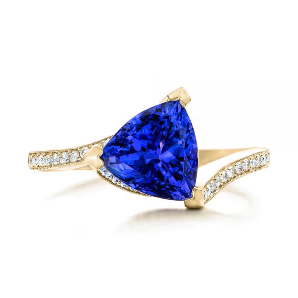 14k Yellow Gold 14k Yellow Gold Custom Trillion Tanzanite Engagement Ring - Top View -  102109