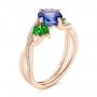 14k Rose Gold 14k Rose Gold Custom Tsavorite Blue Sapphire And Diamond Engagement Ring - Three-Quarter View -  103990 - Thumbnail