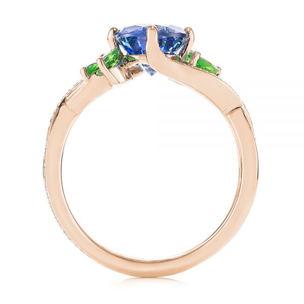 14k Rose Gold 14k Rose Gold Custom Tsavorite Blue Sapphire And Diamond Engagement Ring - Front View -  103990