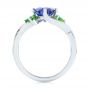 14k White Gold Custom Tsavorite Blue Sapphire And Diamond Engagement Ring - Front View -  103990 - Thumbnail