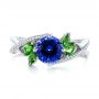 18k White Gold 18k White Gold Custom Tsavorite Blue Sapphire And Diamond Engagement Ring - Top View -  103990 - Thumbnail