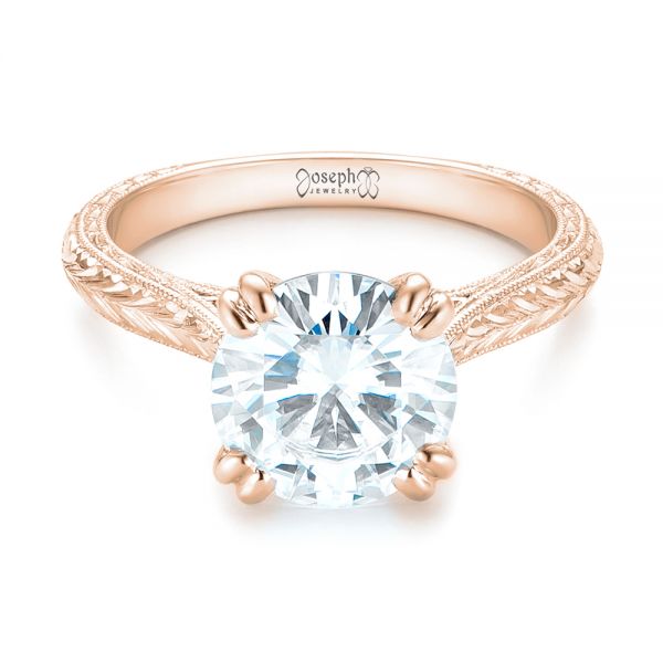 14k Rose Gold 14k Rose Gold Custom Tsavorite And Diamond Engagement Ring - Flat View - 102966