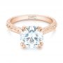18k Rose Gold 18k Rose Gold Custom Tsavorite And Diamond Engagement Ring - Flat View -  102966 - Thumbnail