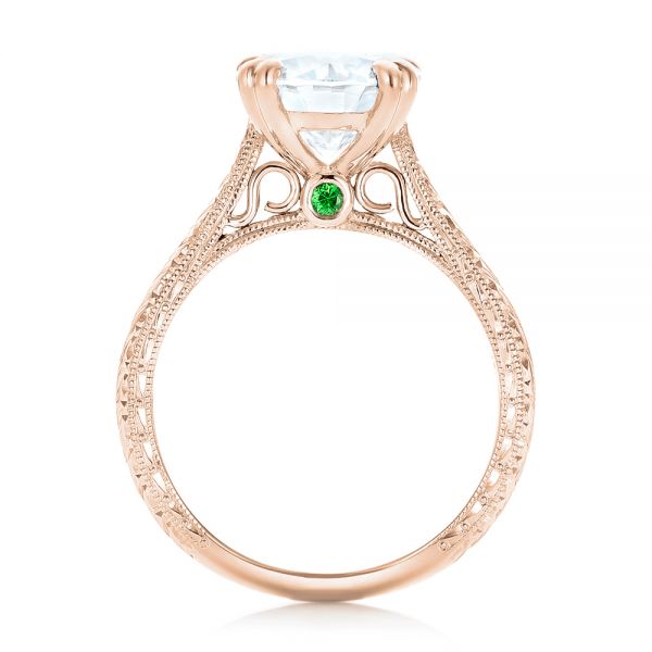 14k Rose Gold 14k Rose Gold Custom Tsavorite And Diamond Engagement Ring - Front View -  102966
