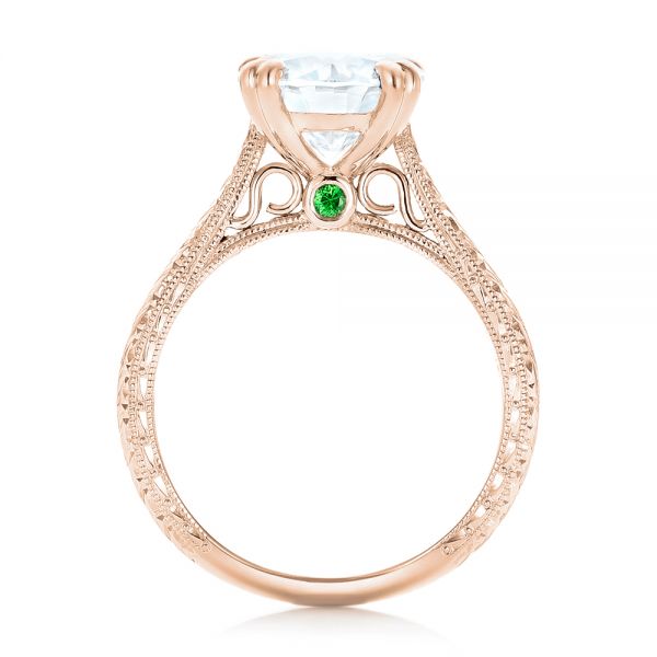 14k Rose Gold 14k Rose Gold Custom Tsavorite And Diamond Engagement Ring - Front View - 102966