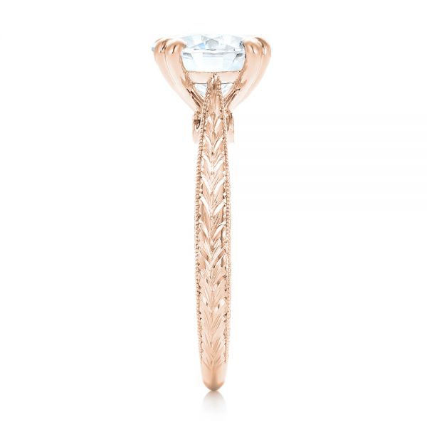 14k Rose Gold 14k Rose Gold Custom Tsavorite And Diamond Engagement Ring - Side View -  102966