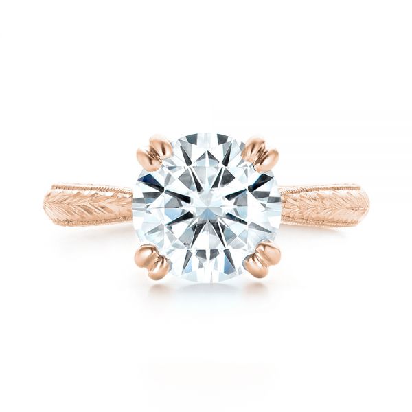 18k Rose Gold 18k Rose Gold Custom Tsavorite And Diamond Engagement Ring - Top View -  102966