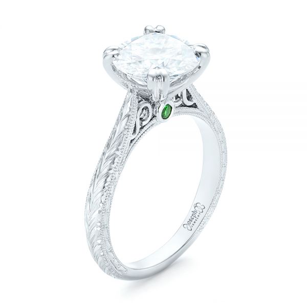 Custom Tsavorite and Diamond Engagement Ring - Image