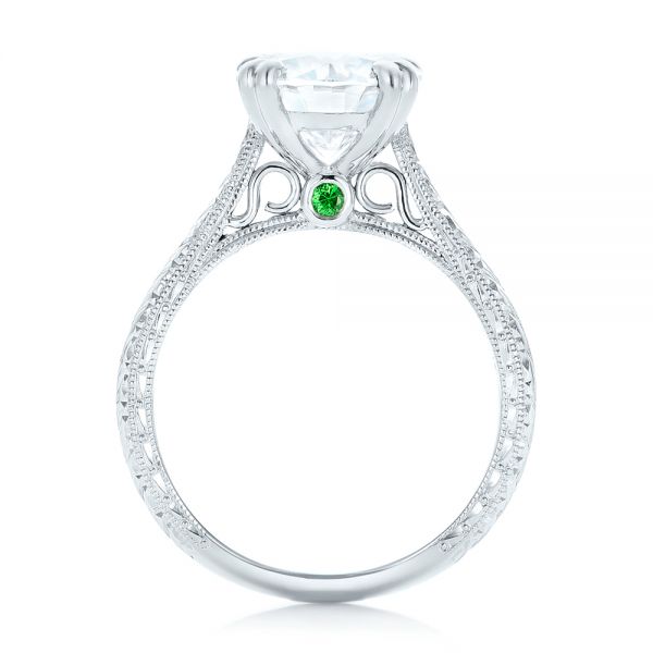 14k White Gold 14k White Gold Custom Tsavorite And Diamond Engagement Ring - Front View -  102966