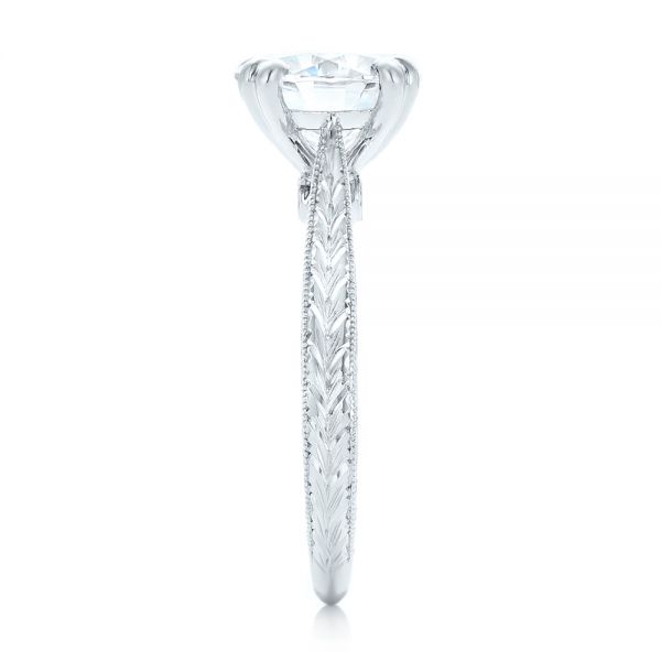  Platinum Custom Tsavorite And Diamond Engagement Ring - Side View -  102966