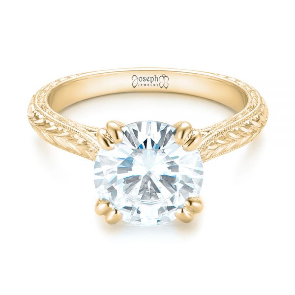 14k Yellow Gold 14k Yellow Gold Custom Tsavorite And Diamond Engagement Ring - Flat View - 102966