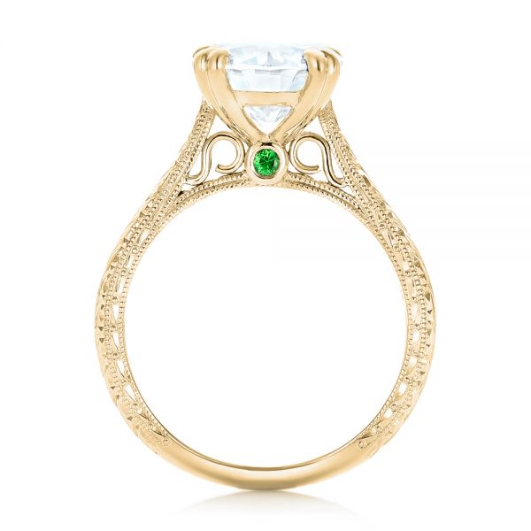 18k Yellow Gold 18k Yellow Gold Custom Tsavorite And Diamond Engagement Ring - Front View -  102966