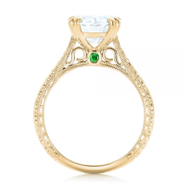 14k Yellow Gold 14k Yellow Gold Custom Tsavorite And Diamond Engagement Ring - Front View - 102966