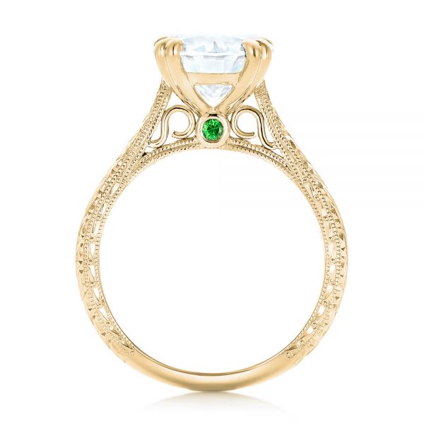 14k Yellow Gold 14k Yellow Gold Custom Tsavorite And Diamond Engagement Ring - Front View -  102966