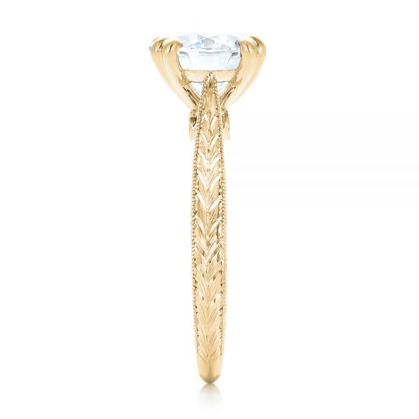 14k Yellow Gold 14k Yellow Gold Custom Tsavorite And Diamond Engagement Ring - Side View - 102966