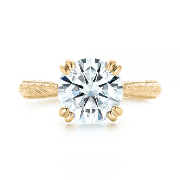 18k Yellow Gold 18k Yellow Gold Custom Tsavorite And Diamond Engagement Ring - Top View -  102966