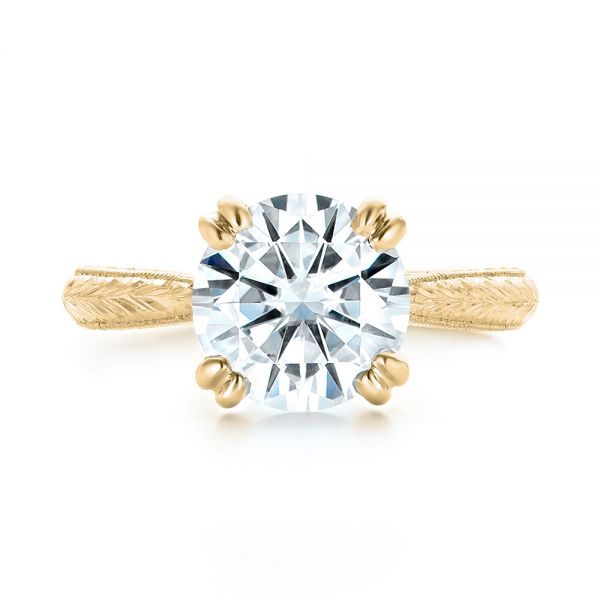 14k Yellow Gold 14k Yellow Gold Custom Tsavorite And Diamond Engagement Ring - Top View - 102966