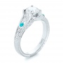 18k White Gold Custom Turquoise And Diamond Engagement Ring - Three-Quarter View -  103536 - Thumbnail