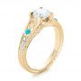 14k Yellow Gold 14k Yellow Gold Custom Turquoise And Diamond Engagement Ring - Three-Quarter View -  103536 - Thumbnail