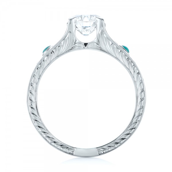  Platinum Platinum Custom Turquoise And Diamond Engagement Ring - Front View -  103536