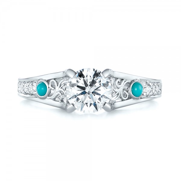 Custom Turquoise And Diamond Engagement Ring #103536 - Seattle Bellevue ...