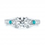 18k White Gold Custom Turquoise And Diamond Engagement Ring - Top View -  103536 - Thumbnail