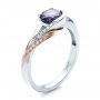 14k White Gold And 14K Gold Custom Two-tone Alexandrite And Diamond Engagement Ring - Three-Quarter View -  101566 - Thumbnail