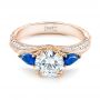14k Rose Gold And Platinum 14k Rose Gold And Platinum Custom Two-tone Blue Sapphire And Diamond Engagement Ring - Flat View -  102795 - Thumbnail