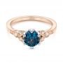 18k Rose Gold And Platinum 18k Rose Gold And Platinum Custom Two-tone Blue Sapphire And Diamond Engagement Ring - Flat View -  104084 - Thumbnail