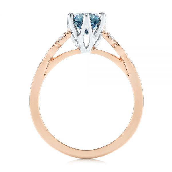 18k Rose Gold And Platinum 18k Rose Gold And Platinum Custom Two-tone Blue Sapphire And Diamond Engagement Ring - Front View -  104084