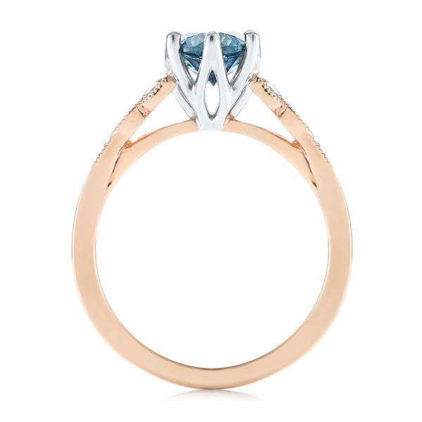 14k Rose Gold And 14K Gold 14k Rose Gold And 14K Gold Custom Two-tone Blue Sapphire And Diamond Engagement Ring - Front View - 104084
