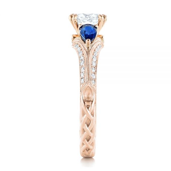 14k Rose Gold And 14K Gold 14k Rose Gold And 14K Gold Custom Two-tone Blue Sapphire And Diamond Engagement Ring - Side View - 102795