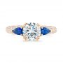 18k Rose Gold And Platinum 18k Rose Gold And Platinum Custom Two-tone Blue Sapphire And Diamond Engagement Ring - Top View -  102795 - Thumbnail