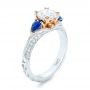  Platinum And 18K Gold Platinum And 18K Gold Custom Two-tone Blue Sapphire And Diamond Engagement Ring - Three-Quarter View -  102795 - Thumbnail