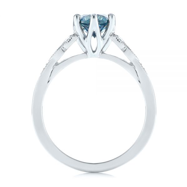  Platinum And Platinum Platinum And Platinum Custom Two-tone Blue Sapphire And Diamond Engagement Ring - Front View -  104084