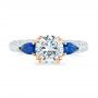  Platinum And 14K Gold Custom Two-tone Blue Sapphire And Diamond Engagement Ring - Top View -  102795 - Thumbnail