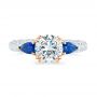 14k White Gold And Platinum 14k White Gold And Platinum Custom Two-tone Blue Sapphire And Diamond Engagement Ring - Top View -  102795 - Thumbnail