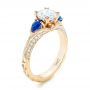 14k Yellow Gold And Platinum 14k Yellow Gold And Platinum Custom Two-tone Blue Sapphire And Diamond Engagement Ring - Three-Quarter View -  102795 - Thumbnail