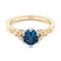14k Yellow Gold And 14K Gold Custom Two-tone Blue Sapphire And Diamond Engagement Ring - Flat View -  104084 - Thumbnail
