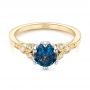 14k Yellow Gold And 14K Gold Custom Two-tone Blue Sapphire And Diamond Engagement Ring - Flat View -  104084 - Thumbnail