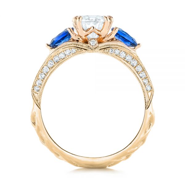 14k Yellow Gold And 14K Gold 14k Yellow Gold And 14K Gold Custom Two-tone Blue Sapphire And Diamond Engagement Ring - Front View - 102795