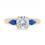 14k Yellow Gold And Platinum 14k Yellow Gold And Platinum Custom Two-tone Blue Sapphire And Diamond Engagement Ring - Top View -  102795 - Thumbnail