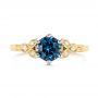 14k Yellow Gold And 14K Gold Custom Two-tone Blue Sapphire And Diamond Engagement Ring - Top View -  104084 - Thumbnail